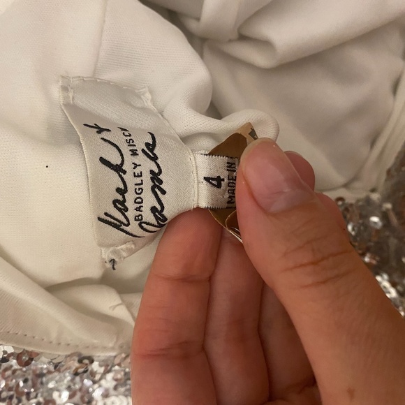 Badgley Mischka Silver Gown Size 4 - Picture 9 of 13